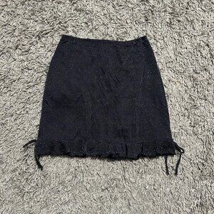 90s Vintage Black Sparkly Mini Skirt Cinch on Sides Size S